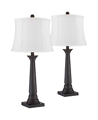 360 Lighting Dolbey 28 Tall Tapered Column Farmhouse Rustic Table Lamps Set of 2 Finish Metal Shade Bedroom