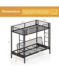 Gouun Over Futon Bunk Bed with 2 Ladders and Safety Guardrails