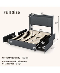 Gouun Bed Frame with Led Lights and Charging Station