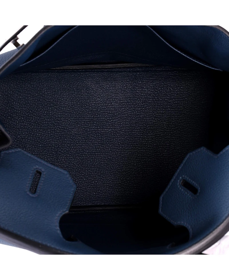 Pre-Owned HERMES Birkin 30 Handbag Blue Togo with Palladium Hardware