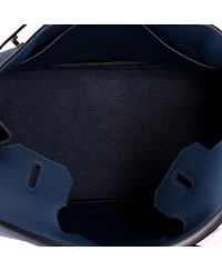 Pre-Owned HERMES Birkin 30 Handbag Blue Togo with Palladium Hardware