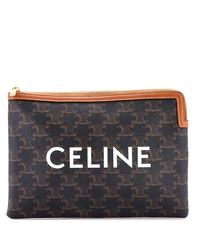 Pre-Owned Celine Small Zip Pouch Triomphe Coated Canvas