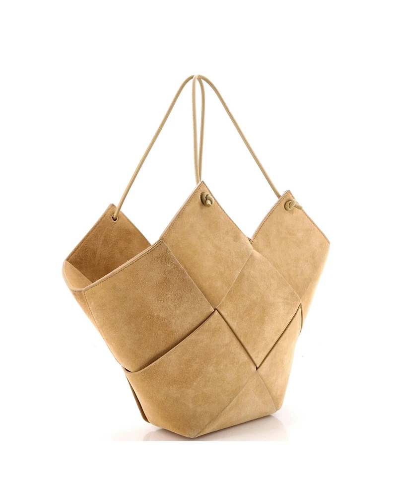 Pre-Owned Bottega Veneta Medium Flower Basket Tote Maxi Intrecciato Suede