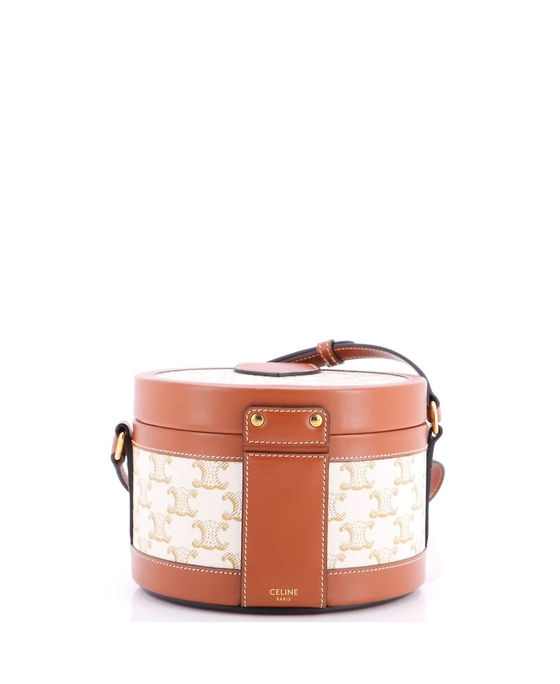 Pre-Owned Celine Medium Tambour Bag Triomphe Coated Canvas