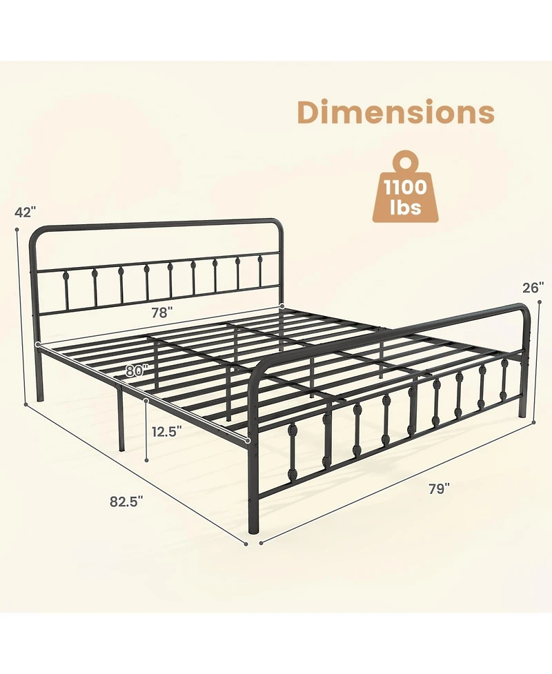 Gouun King Size Bed Frame with Headboard and Under Bed Storage
