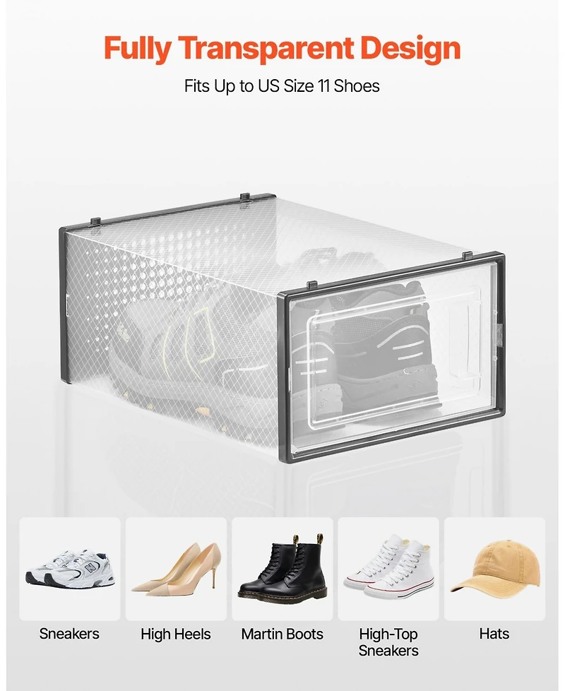 Gouun 12-Pack Clear Stackable Shoe Storage Boxes