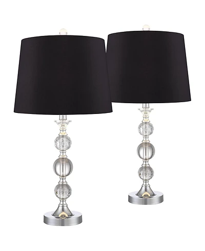 360 Lighting Solange 25" High Modern Luxe Table Lamps Set of 2 Metal Stacked Crystal for Living Room Bedroom