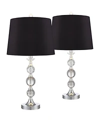 360 Lighting Solange 25" High Modern Luxe Table Lamps Set of 2 Metal Stacked Crystal for Living Room Bedroom