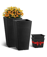 Gouun Set of 2 Tall Tapered Square Planters, 22 in Large Indoor Outdoor Plant Pots