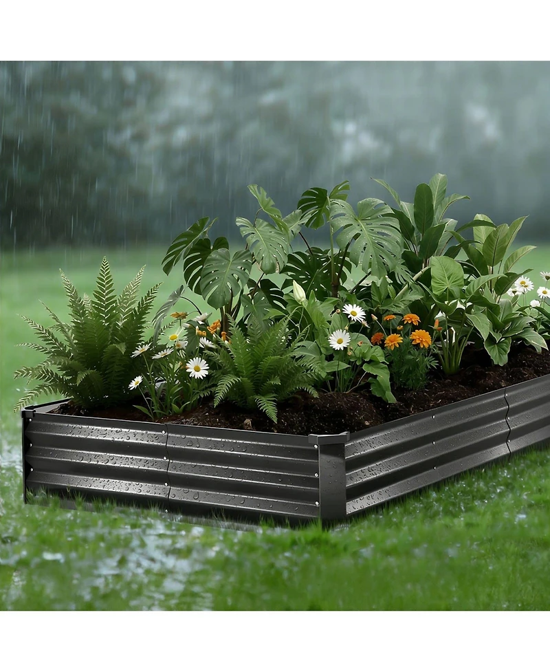 Gouun 2 Pack Galvanized Raised Garden Beds, Metal Planter Boxes, Alu-Zinc Coating