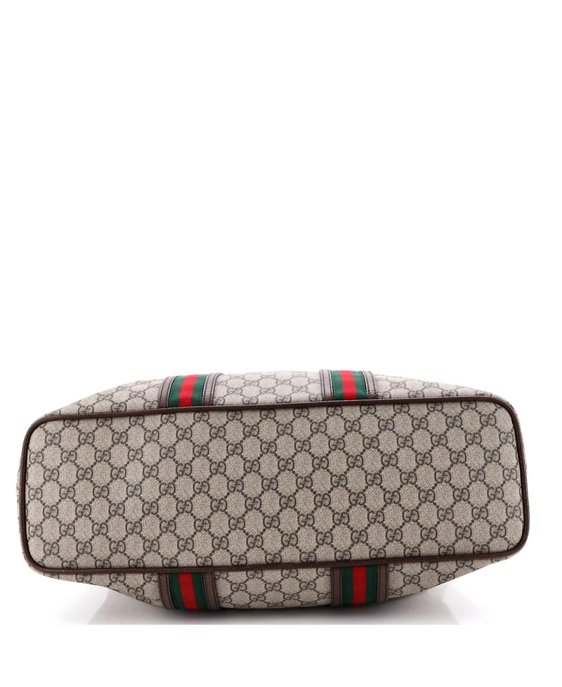 Pre-Owned Gucci Tall Neo Vintage Web Soft Tote Gg Coated Canvas