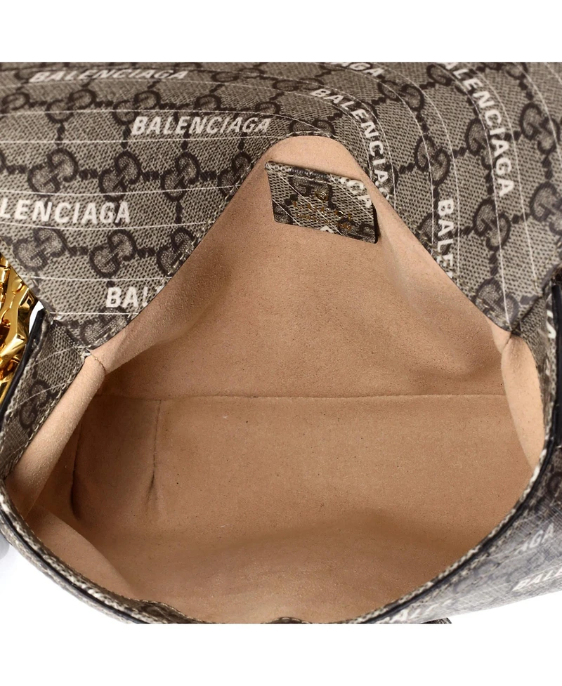 Pre-Owned Gucci Mini x Balenciaga The Hacker Project Horsebit 1955 Shoulder Bag Gg Coated Canvas