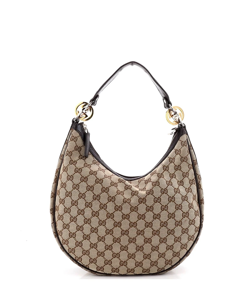 Pre-Owned Gucci Medium Twins Hobo Gg Canvas