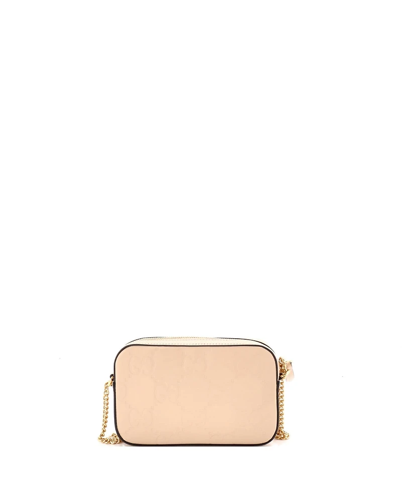 Pre-Owned Gucci Super Mini Front Pocket Chain Shoulder Bag Jumbo Gg Embossed Leather
