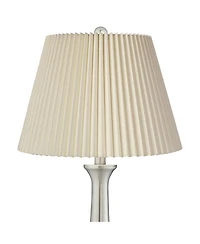 360 Lighting Karl Modern Table Lamps 27 1/2" Tall Set of 2 Brushed Nickel with Usb Charging Port Dimmers Ivory Pleat Shade for Bedroom Bedside Ho