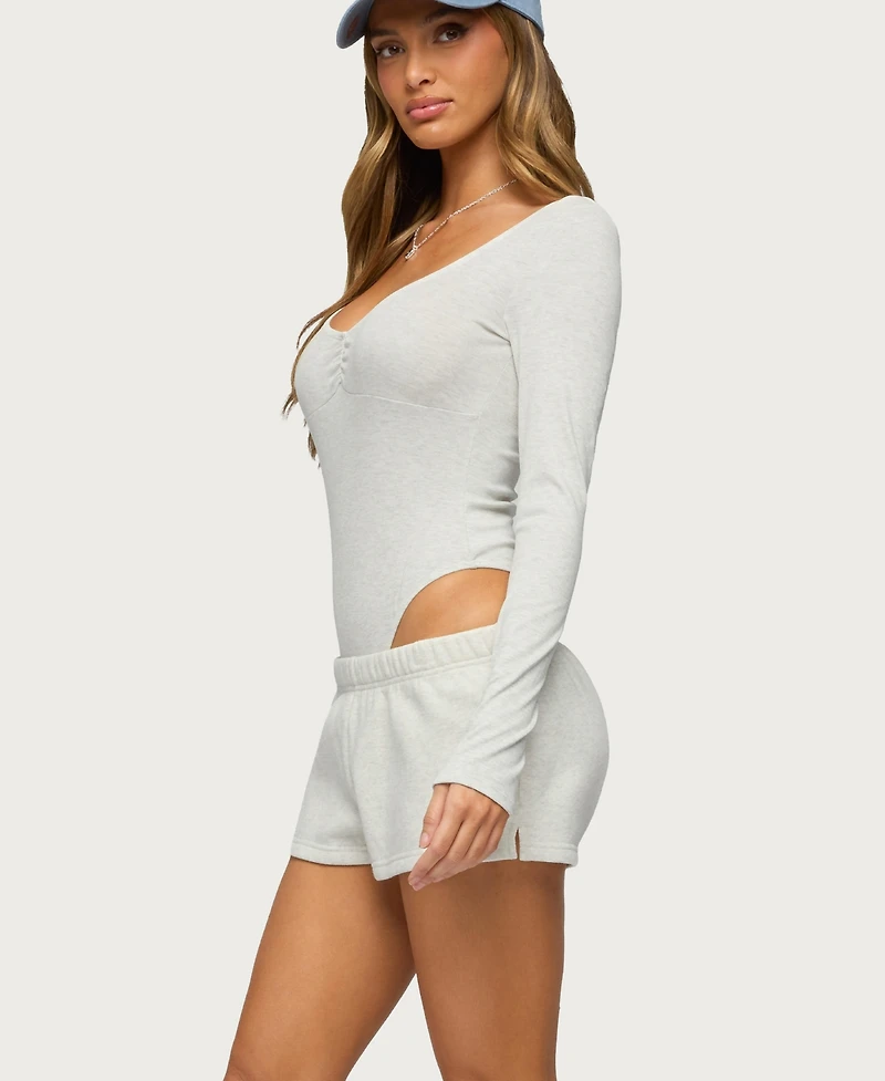 Edikted Womens Jonah Long Sleeve V Neck Bodysuit
