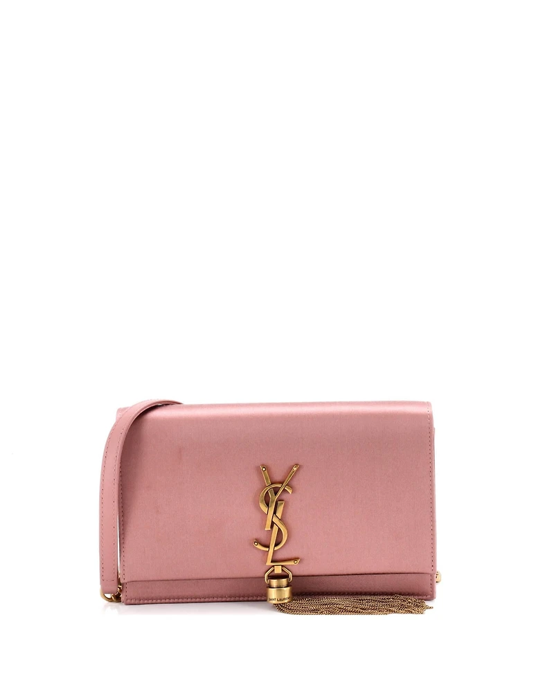 Pre-Owned Saint Laurent Classic Monogram Tassel Chain Wallet Satin