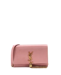 Pre-Owned Saint Laurent Classic Monogram Tassel Chain Wallet Satin