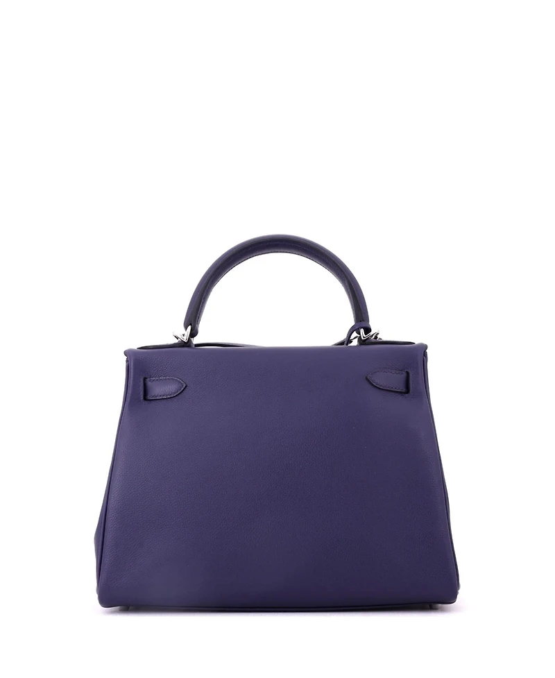 Pre-Owned HERMES Kelly 28 Handbag Verso Evercolor with Palladium Hardware