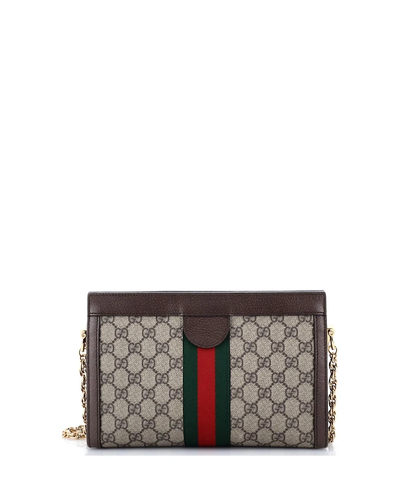 Pre-Owned Gucci Small Ophidia Chain Shoulder Bag Gg Coated Canvas