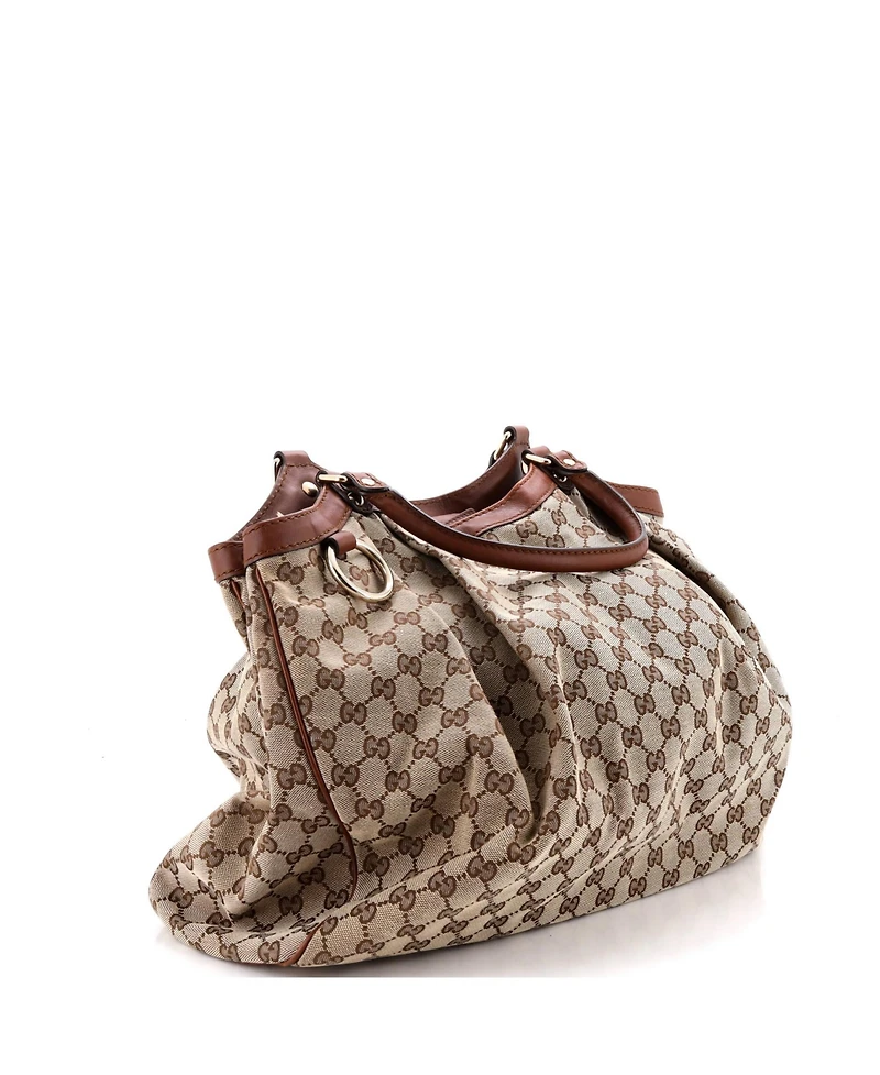 Pre-Owned Gucci Large Sukey Tote Gg Canvas with Leather