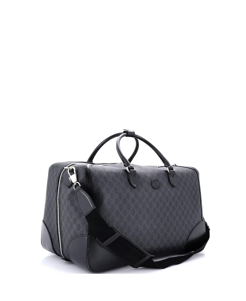 Pre-Owned Gucci Large Interlocking G Patch Duffle Bag Gg Coated Canvas