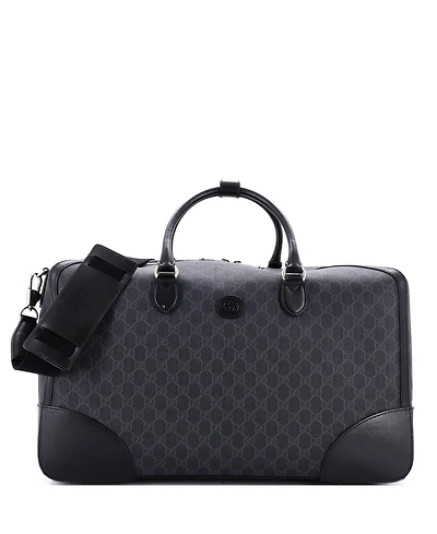 Pre-Owned Gucci Large Interlocking G Patch Duffle Bag Gg Coated Canvas
