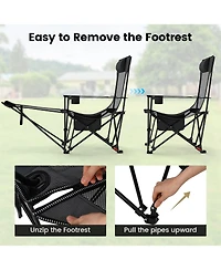 Gymax Camping Lounge Chair w/Detachable Footrest 4-position Backrest Carrying Bag