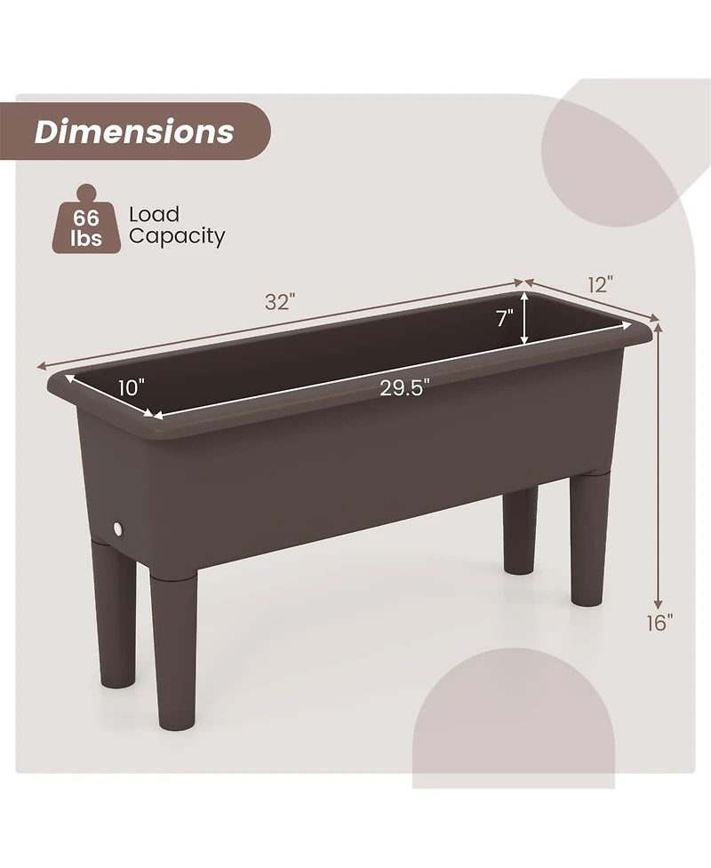 Gymax 2 Pcs Raised Garden Beds with Detachable Legs and Drainage Hole for Vegetables