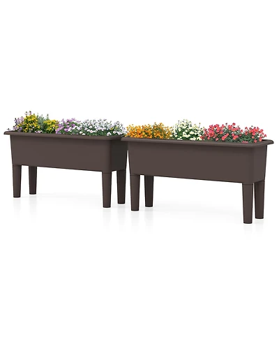 Gymax 2 Pcs Raised Garden Beds with Detachable Legs and Drainage Hole for Vegetables