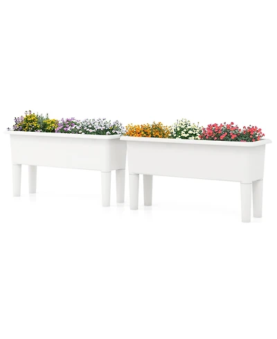 Gymax 2 Pcs Raised Garden Beds with Detachable Legs and Drainage Hole for Vegetables