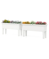 Gymax 2 Pcs Raised Garden Beds with Detachable Legs and Drainage Hole for Vegetables