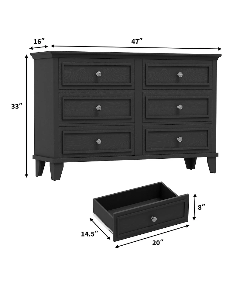 gaomon Farmhouse Dresser for Bedroom with 6 Drawer