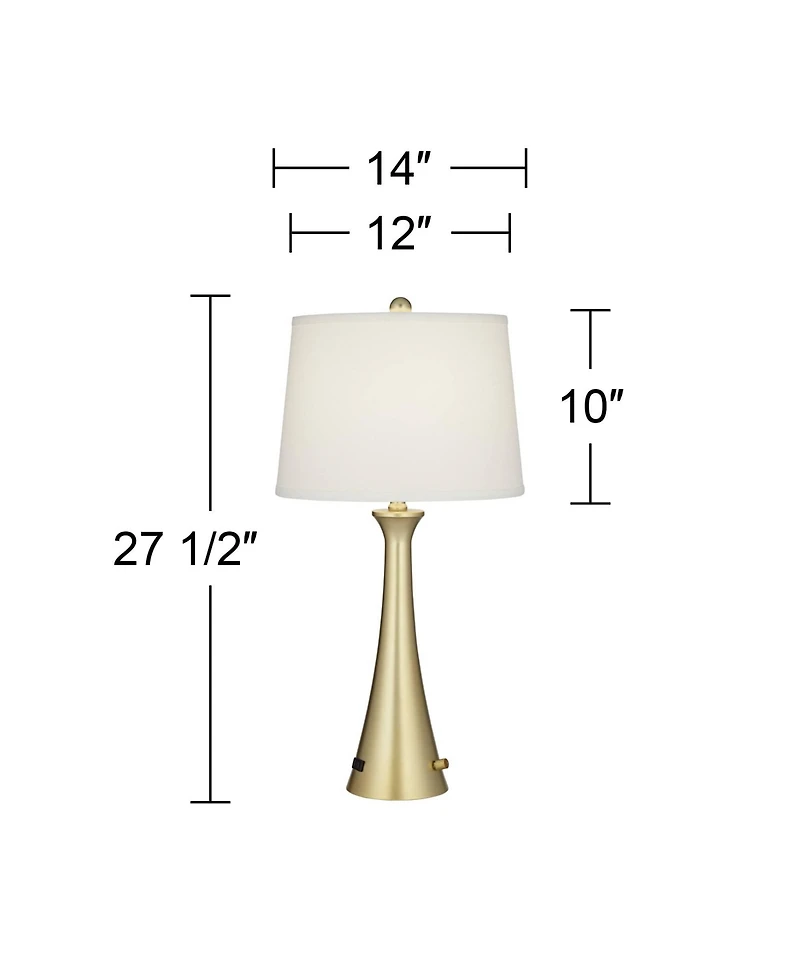 360 Lighting Karl 27 1/2" Tall Modern Table Lamps Set of 2 Full Range Dimmer Usb Port Gold Metal Living Room Charging