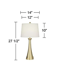 360 Lighting Karl 27 1/2" Tall Modern Table Lamps Set of 2 Full Range Dimmer Usb Port Gold Metal Living Room Charging