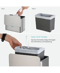Home Zone Living 1.3 Gallon Stainless Steel Compost Bin with CleanAura Odor Control and Removable Liner