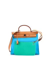 Pre-Owned HERMES 31 Herbag Zip Verso Leather and Toile