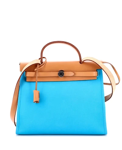 Pre-Owned HERMES 31 Herbag Zip Verso Leather and Toile