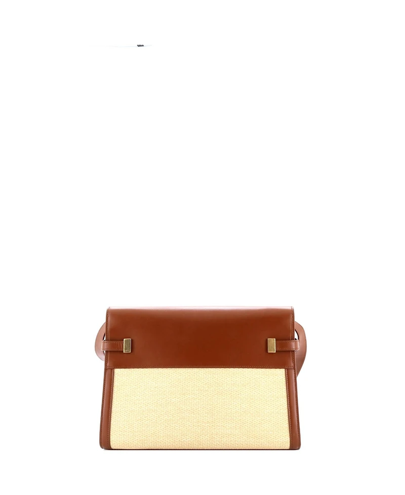 Pre-Owned Saint Laurent Medium Manhattan Shoulder Bag Woven Raffia with Leather