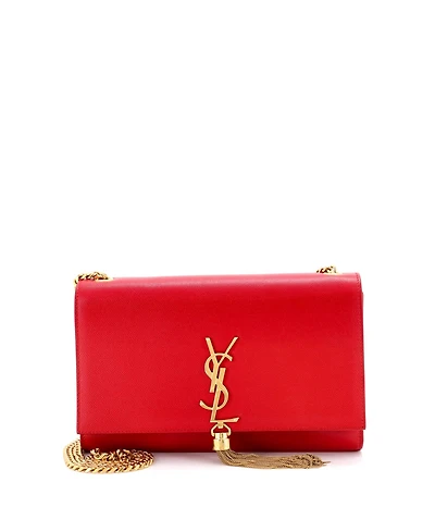 Pre-Owned Saint Laurent Medium Classic Monogram Tassel Crossbody Bag Leather
