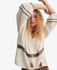 Sanctuary Women's Embroidered Long-Sleeve Blouse