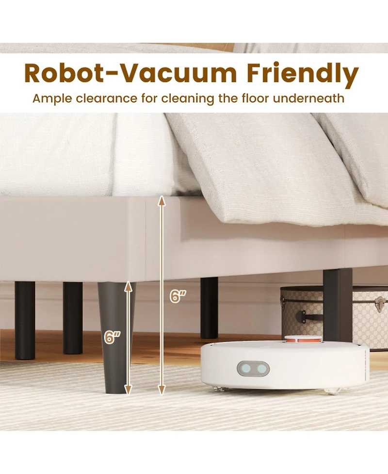 Gouun Velvet Upholstered Platform Bed Frame with Headboard and Wingback Headboard