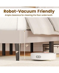 Gouun Velvet Upholstered Platform Bed Frame with Headboard and Wingback Headboard