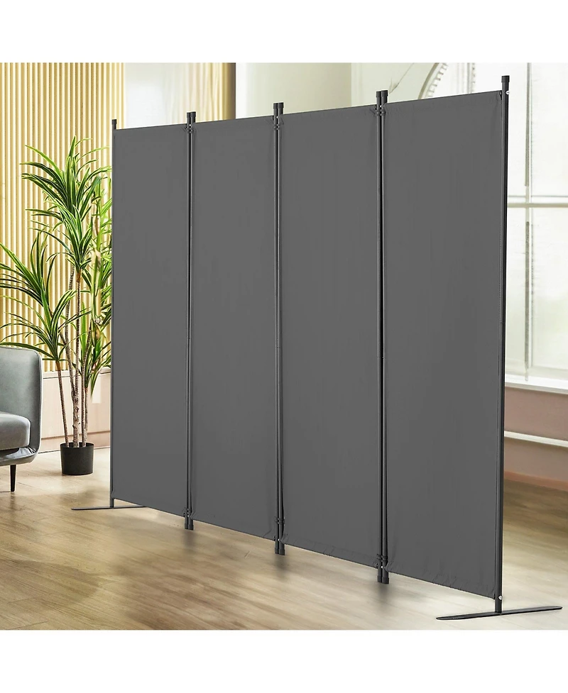 Gouun 4-Panel Freestanding Fabric Room Divider with Metal Frame