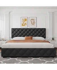 gaomon King Upholstered Platform Bed Frame- 4 Storage Drawers Adjustable Headboard No Box Spring Needed
