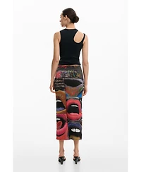 Desigual Women's Printed Skirt With Lips
