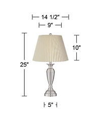 Regency Hill Blair Traditional Table Lamps 25" High Set of 2 Brushed Nickel Linen for Bedroom Living Room Bedside Nightstand Office
