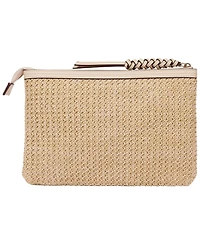 Tommy Bahama Happy Vacay Raffia Clutch – Woven Straw Zip Pouch with Embroidered Lettering