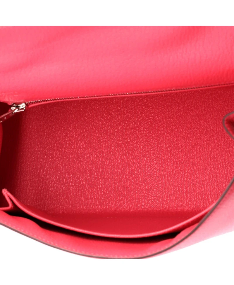 Pre-Owned HERMES Kelly 25 Handbag Pink Chevre Mysore with Palladium Hardware