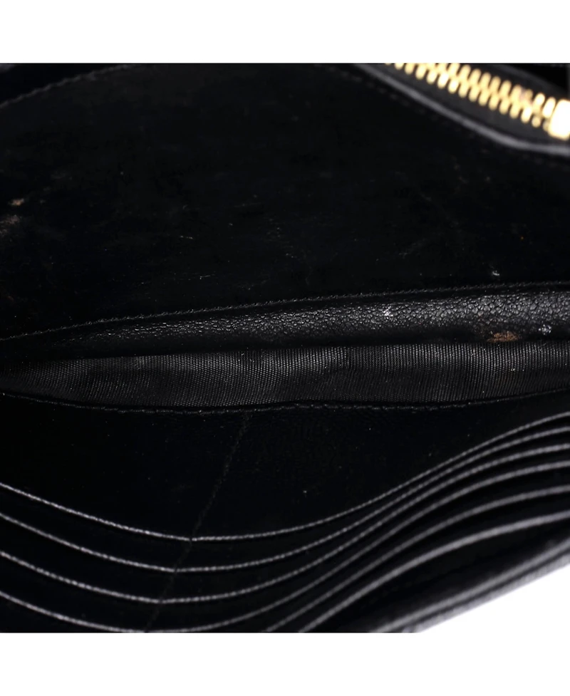 Pre-Owned Saint Laurent Medium Classic Monogram Wallet on Chain Matelasse Chevron Leather